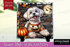 Maltese Dog Slate PNG Halloween Square Slate Sublimation Product Image 1