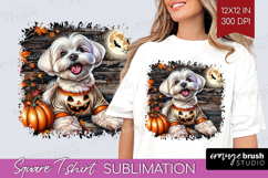 Maltese Dog Square Tshirt Background Halloween PNG Product Image 1