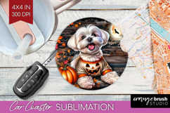Maltese Dog Car Coaster Halloween Coaster PNG Sublimation Product Image 1