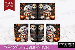 Maltese Dog Mug Wrap Halloween Mug PNG Sublimation Product Image 1