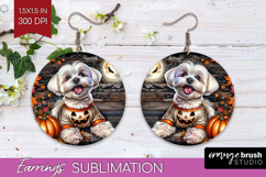 Maltese Dog Round Earrings Halloween PNG Sublimation Product Image 1
