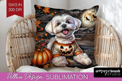 Maltese Dog Pillow Sublimation Halloween Pillow Cover PNG Product Image 1