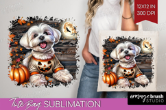 Maltese Dog Tote Bag Halloween Tote Bag PNG Sublimation Product Image 1