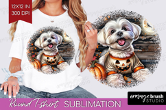 Maltese Dog Round Tshirt Background Halloween PNG Product Image 1
