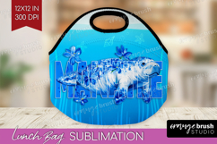 Manatee Floral Lunch Bag Sea Blue Lunch Bug PNG Sublimation Product Image 1