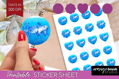 Manatee Floral Round Sticker Sea Blue Printable Sticker Product Image 1