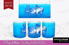 Manatee Floral Mug Wrap Sea Blue Mug PNG Sublimation Product Image 1