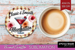 Manhattan Cocktail Round Coaster Summer Drink Coaster PNG Product Image 1