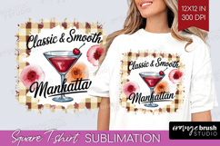 Manhattan Cocktail Square Tshirt Background Summer Drink PNG Product Image 1