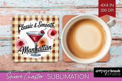 Manhattan Cocktail Square Coaster Summer Drink Coaster PNG Product Image 1
