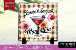 Manhattan Cocktail Slate PNG Summer Drink Square Slate Product Image 1
