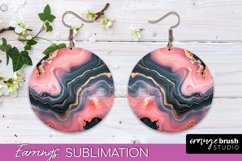 Marble Texture Round Earring Sublimation, Abstract Earrings Product Image 1