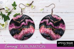Marble Texture Round Earring Sublimation, Abstract Earrings Product Image 1