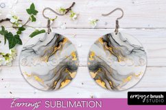 Marble Texture Round Earring Sublimation, Abstract Earrings Product Image 1