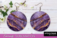 Marble Texture Round Earring Sublimation, Abstract Earrings Product Image 1