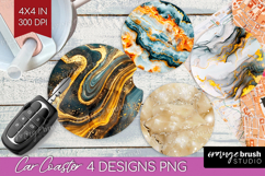 Marble Texture Car Coaster - Stone Texture Coaster PNG Product Image 1