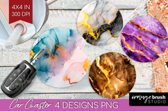 Marble Texture Car Coaster - Stone Texture Coaster PNG Product Image 1