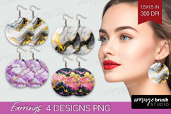 Marble Texture Round Earrings - Stone Texture PNG Product Image 1