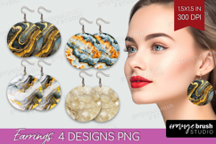 Marble Texture Round Earrings - Stone Texture PNG Product Image 1