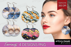 Marble Texture Round Earrings - Stone Texture PNG Product Image 1