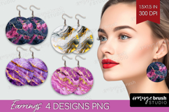 Marble Texture Round Earrings - Stone Texture PNG Product Image 1