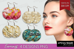 Marble Texture Round Earrings - Stone Texture PNG Product Image 1