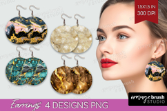 Marble Texture Round Earrings - Stone Texture PNG Product Image 1