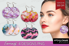 Marble Texture Round Earrings - Stone Texture PNG Product Image 1