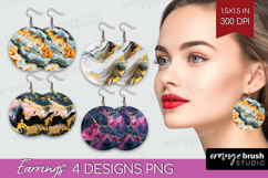 Marble Texture Round Earrings - Stone Texture PNG Product Image 1