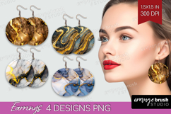Marble Texture Round Earrings - Stone Texture PNG Product Image 1