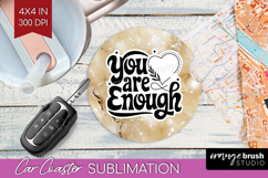 Inspirational Quote Car Coaster - Marble Texture Coaster PNG Product Image 1