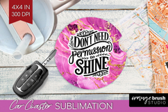 Inspirational Quote Car Coaster - Marble Texture Coaster PNG Product Image 1