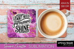 Inspirational Quote Square Coaster - Marble Texture Coaster Product Image 1