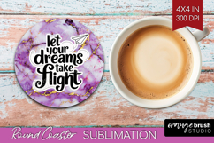 Inspirational Quote Round Coaster - Marble Texture Coaster Product Image 1