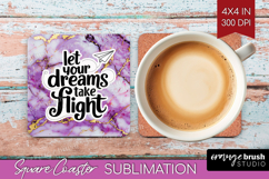 Inspirational Quote Square Coaster - Marble Texture Coaster Product Image 1