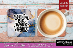 Inspirational Quote Square Coaster - Marble Texture Coaster Product Image 1