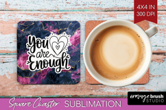Inspirational Quote Square Coaster - Marble Texture Coaster Product Image 1
