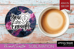Inspirational Quote Round Coaster - Marble Texture Coaster Product Image 1