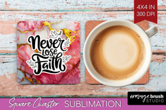 Inspirational Quote Square Coaster - Marble Texture Coaster Product Image 1