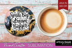 Inspirational Quote Round Coaster - Marble Texture Coaster Product Image 1