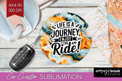 Inspirational Quote Car Coaster - Marble Texture Coaster PNG Product Image 1