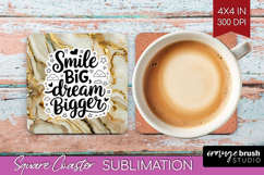 Inspirational Quote Square Coaster - Marble Texture Coaster Product Image 1