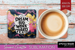 Inspirational Quote Square Coaster - Marble Texture Coaster Product Image 1