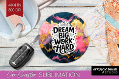 Inspirational Quote Car Coaster - Marble Texture Coaster PNG Product Image 1