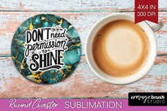 Inspirational Quote Round Coaster - Marble Texture Coaster Product Image 1