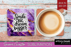 Inspirational Quote Square Coaster - Marble Texture Coaster Product Image 1