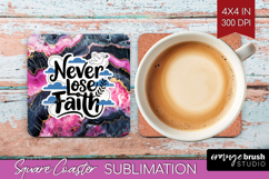 Inspirational Quote Square Coaster - Marble Texture Coaster Product Image 1