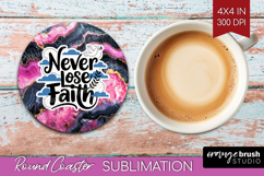 Inspirational Quote Round Coaster - Marble Texture Coaster Product Image 1