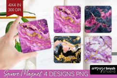 Marble Texture Magnet Sublimation - Stone Texture Square PNG Product Image 1