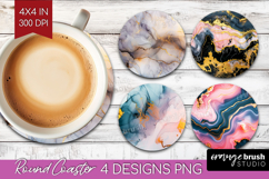 Marble Texture Round Coaster - Stone Texture Coaster PNG Product Image 1